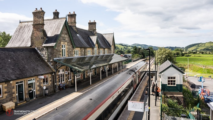 Image showing train at a station on the Cambrian Line