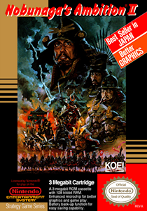 Cover art for the Nintendo Entertainment System game Nobunaga's Ambition II