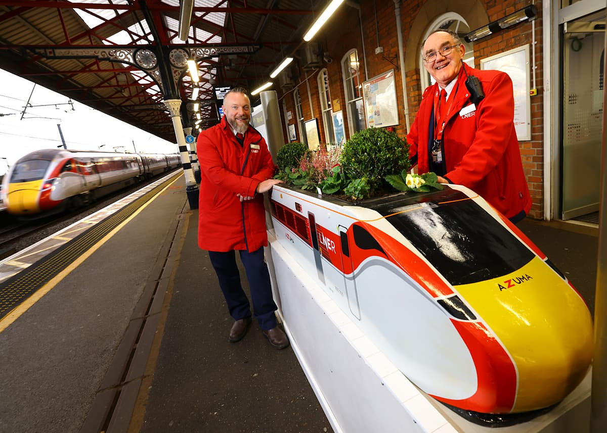 Grantham Station Unveils Azuma-Shaped Planter Built from Recycled Materials