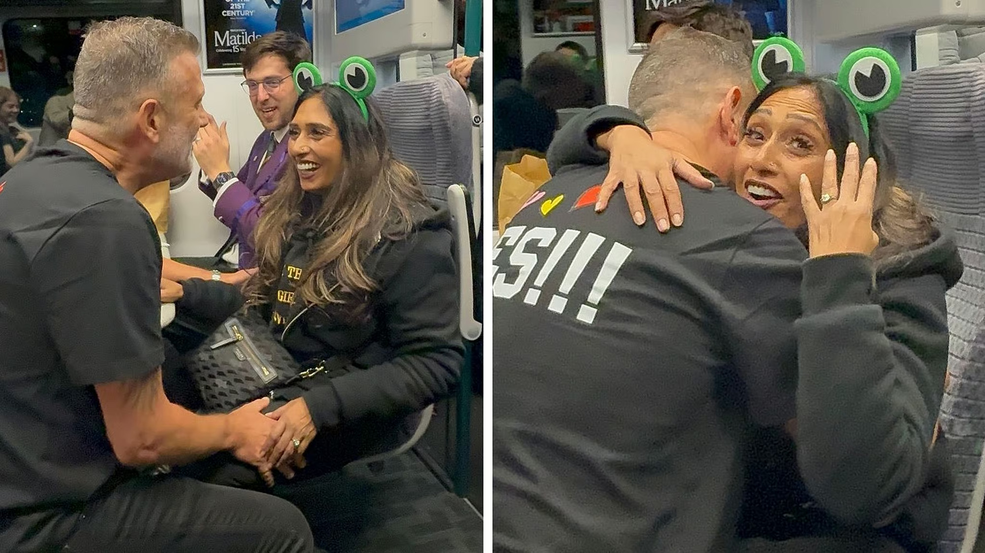 Couple return to train where they met â€“ and leave newly engaged