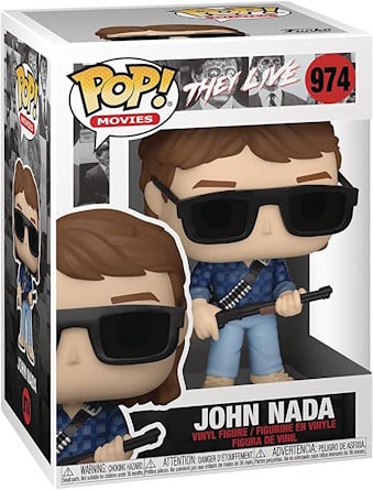 Collectible Funko Pop #975 featuring John Nada and iconic sunglasses from They Live