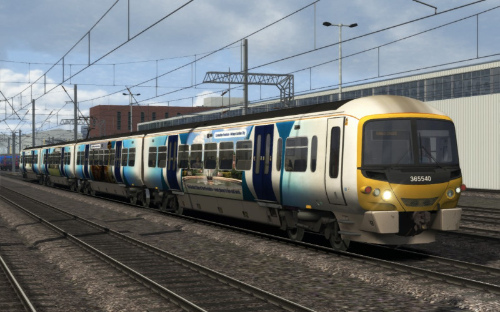 Image showing screenshot of a free repaint of the Class 365 EMU that is included with the East Coast Main Line London-Peterborough Route Add-On DLC