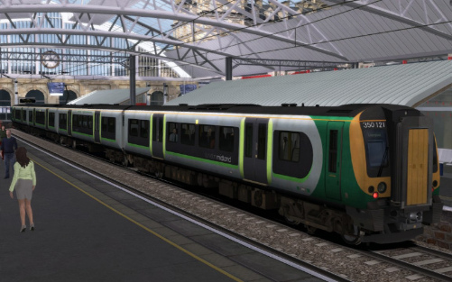 Image showing screenshot of the free Class 350 London Midland repaint of the Class 450 EMU included with the London to Brighton Route Add-On DLC