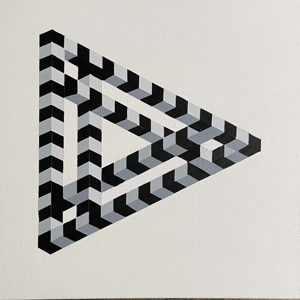 ðŸ”³ Original Op Art Geometric Canvas Painting – 60x60cm – Optical Illusion Art