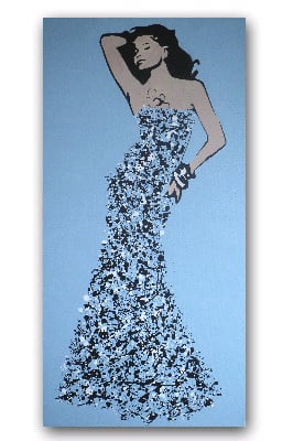 Ballgown Splash Model #02 by Dominic Joyce Original Canvas Painting SOLD