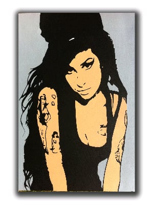 Amy Winehouse - Original Pop Art Canvas Painting - by Dominic Joyce SOLD