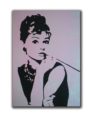 Audrey Hepburn Original Pop Art Canvas Painting by Dominic Joyce