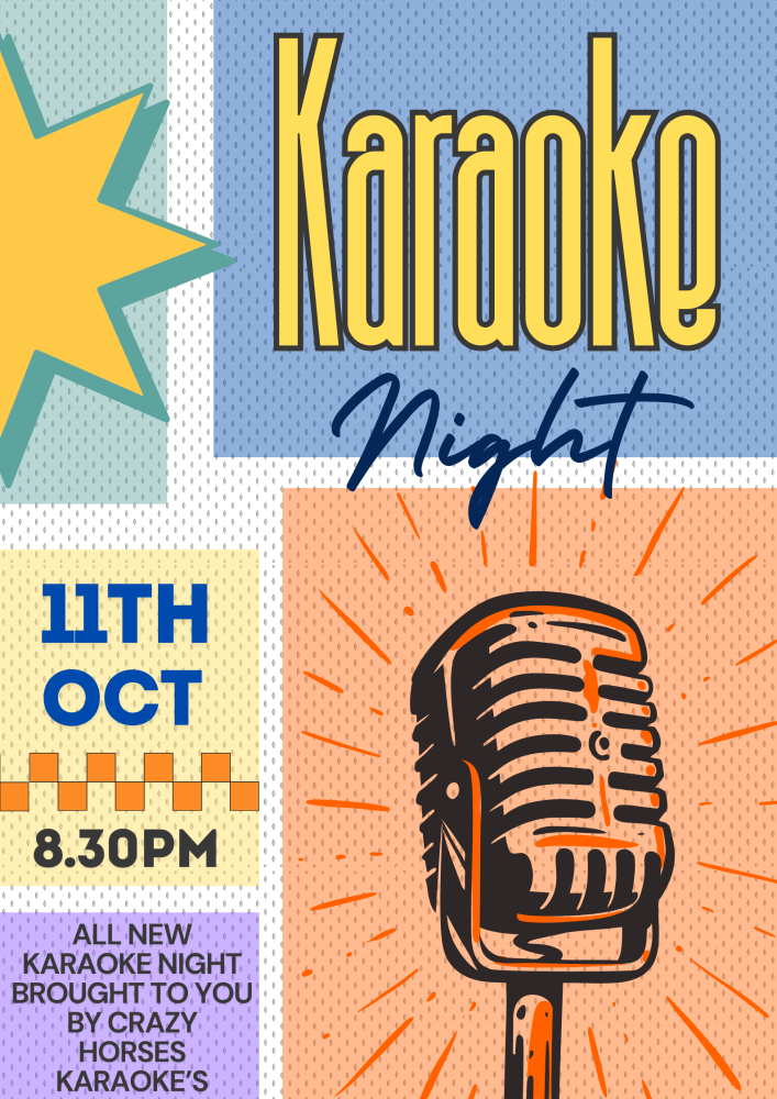 Orange and Blue Yellow Retro Style Karaoke Night Poster