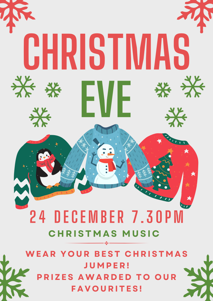 Red and Green Minimalist Illustration Christmas Party Poster (1)