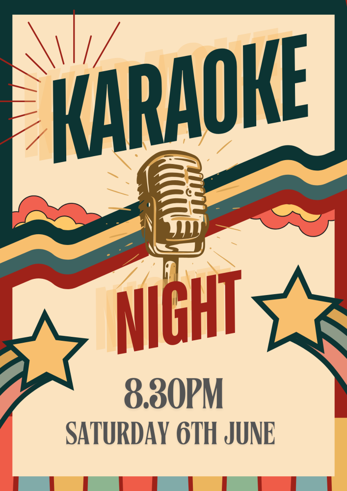 Green and Red Retro Illustrative Karaoke Party Poster (1)