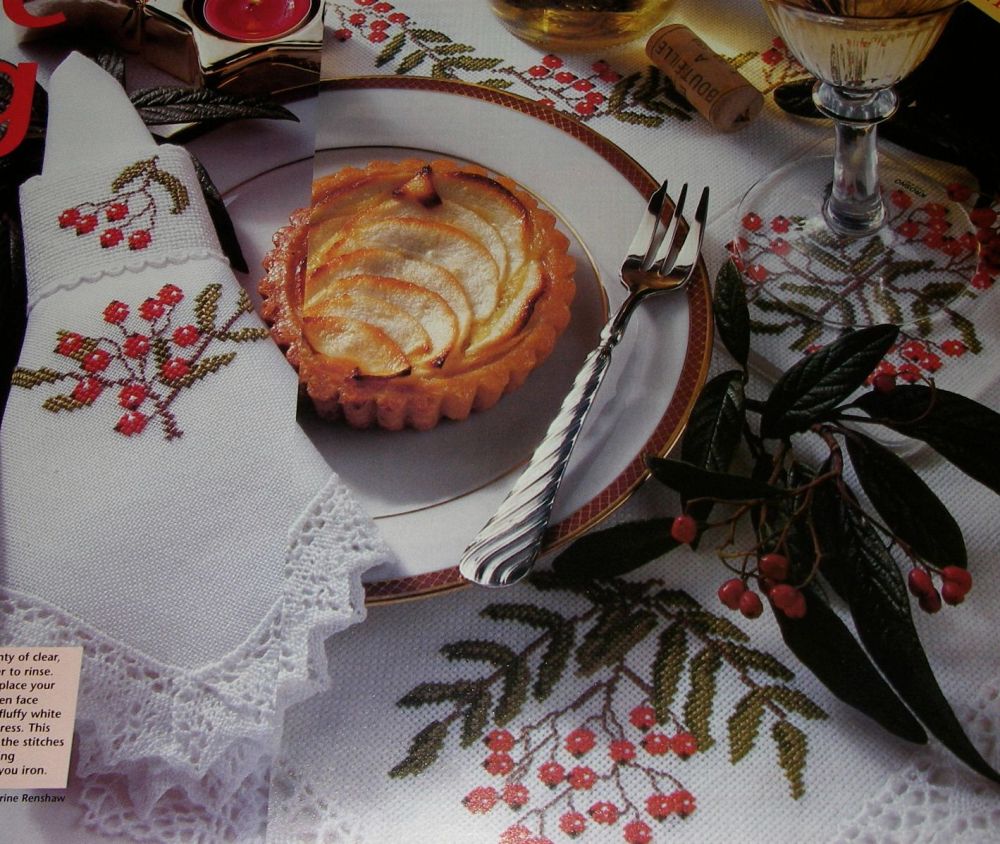 Festive Berries Christmas Table Linen ~ Cross Stitch Charts