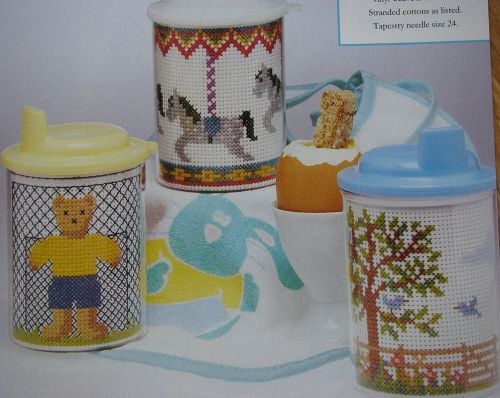 Baby Sipper Inserts ~ Three Cross Stitch Charts