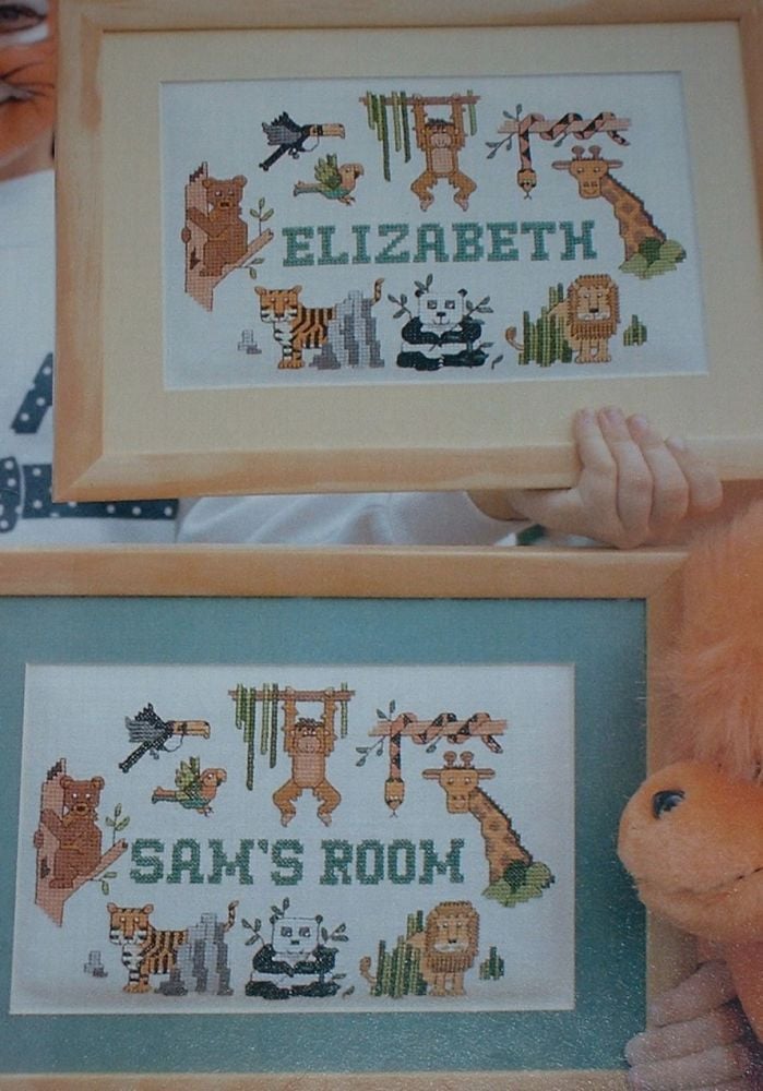 Jungle Animal Name Plate ~ Cross Stitch Chart