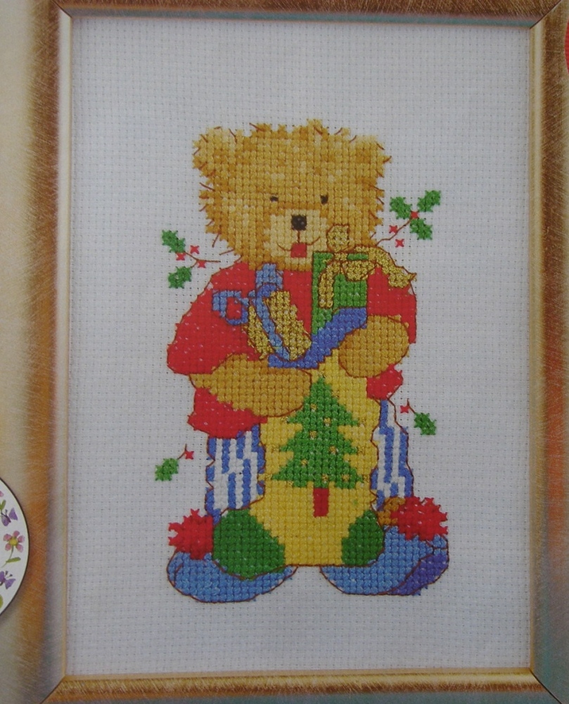 Teddy Bear with Christmas Stocking ~ Cross Stitch Chart