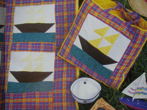 Boats on the Sea Patchwork Picnic Quilt ~ Sewing Pattern