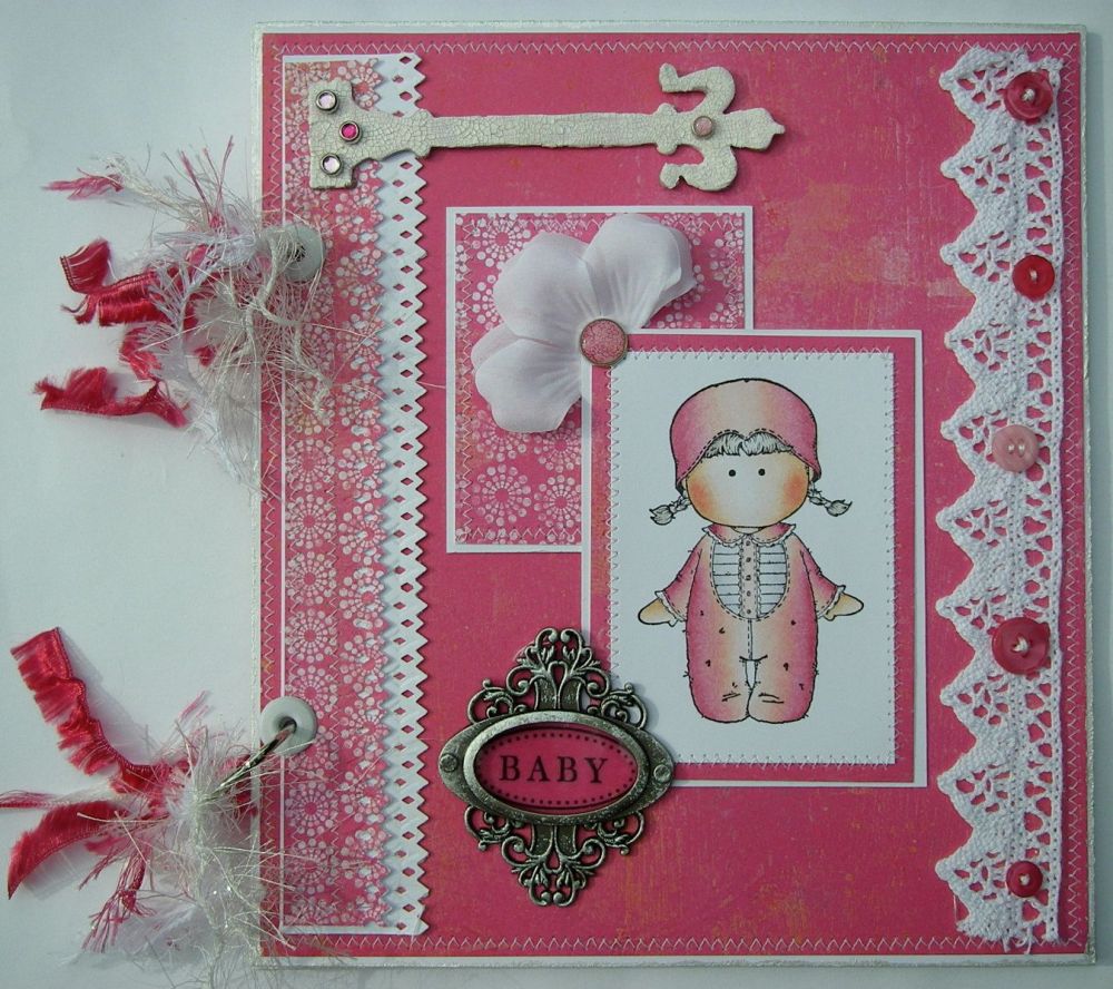 *pink baby girl* OOAK Handmade Scrapbook Photo Album