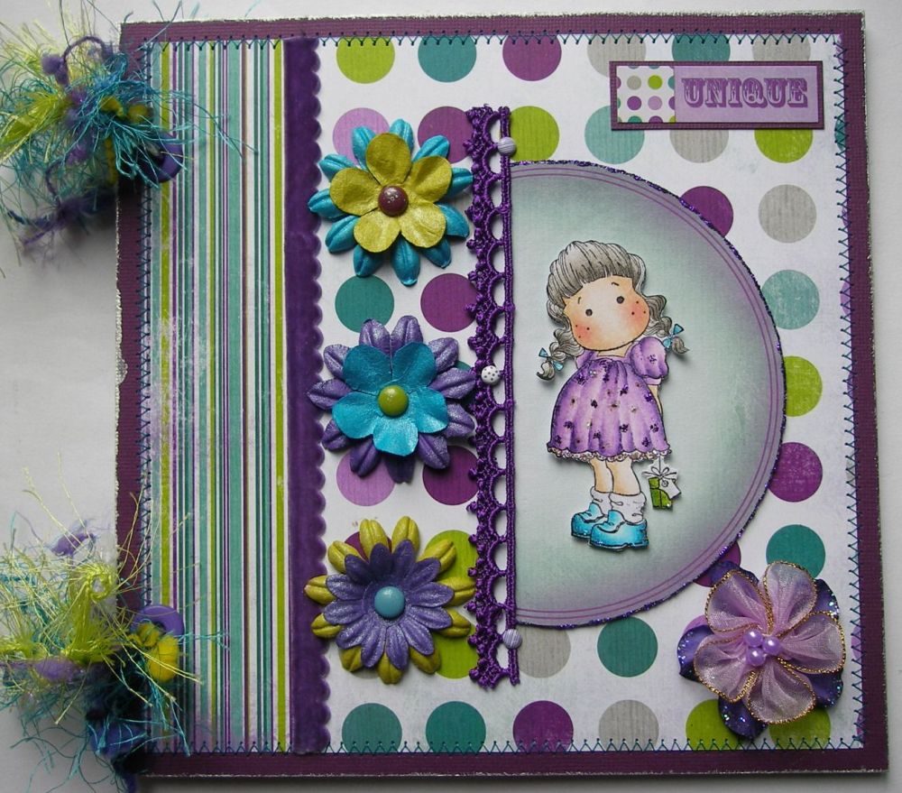 *unique* OOAK Handmade Purple Birthday Girl Scrapbook Photo Album