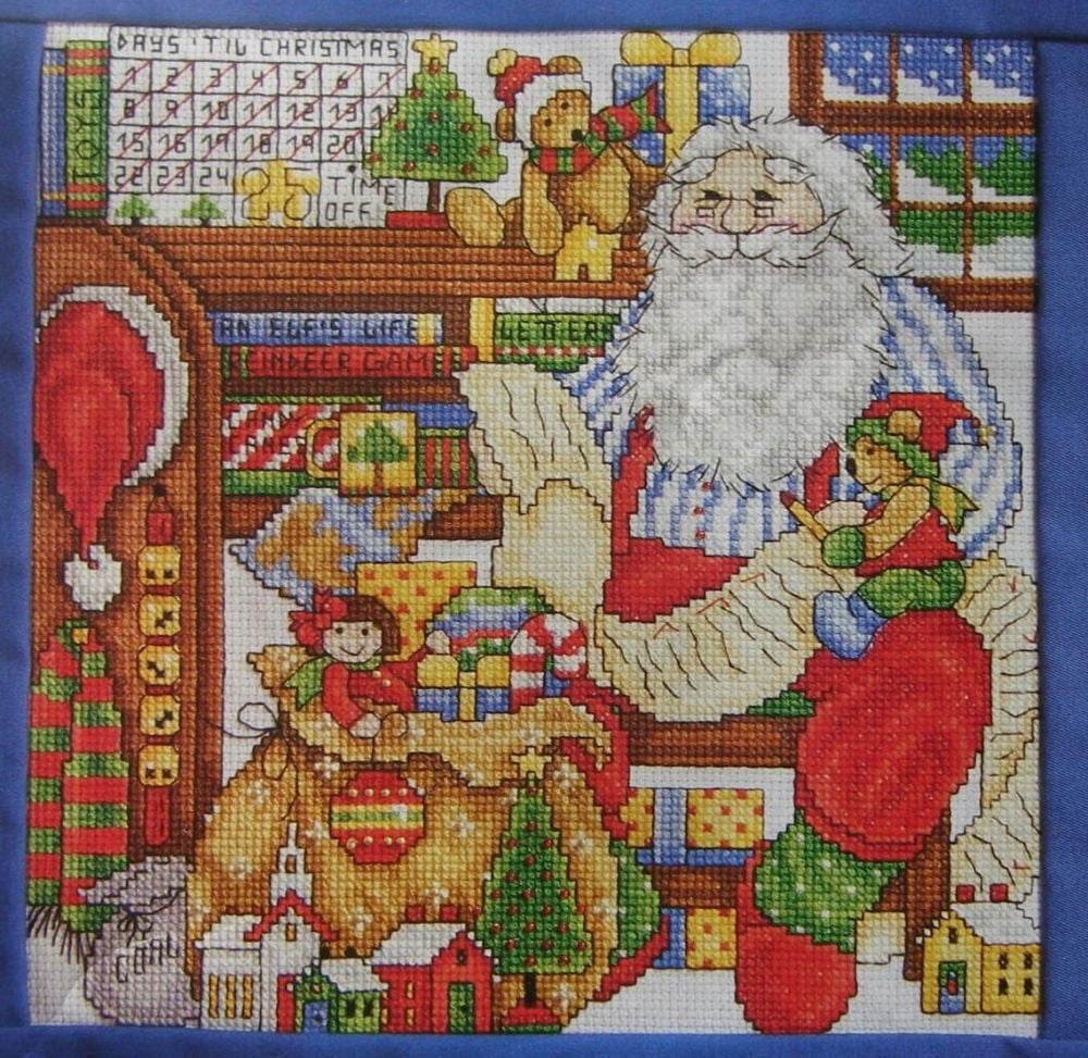 Santa in his Office on Christmas Eve ~ Cross Stitch Chart