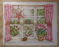 Snowy Winter Garden Through a Window ~ Cross Stitch Chart