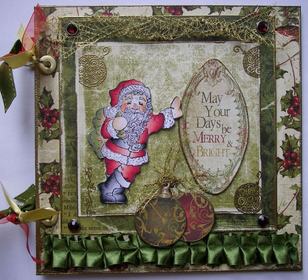 *merry & bright* OOAK Handmade Christmas Scrapbook Photo Memory Album
