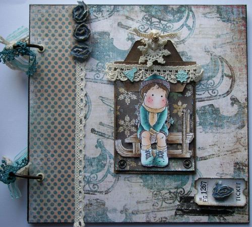 *vintage tobogganing* OOAK Handmade Winter Scrapbook Memory Album