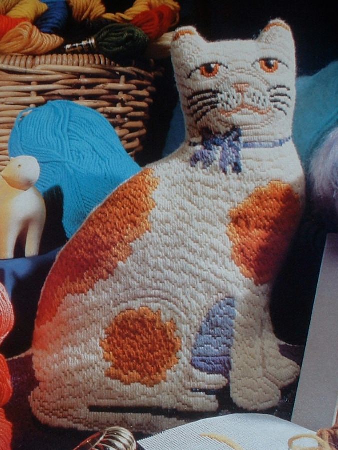 Ginger & White Cat ~ Long Stitch Needlepoint Pattern