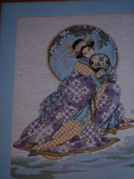 Oriental Japanese Lady in Silk Kimono ~ Cross Stitch Chart