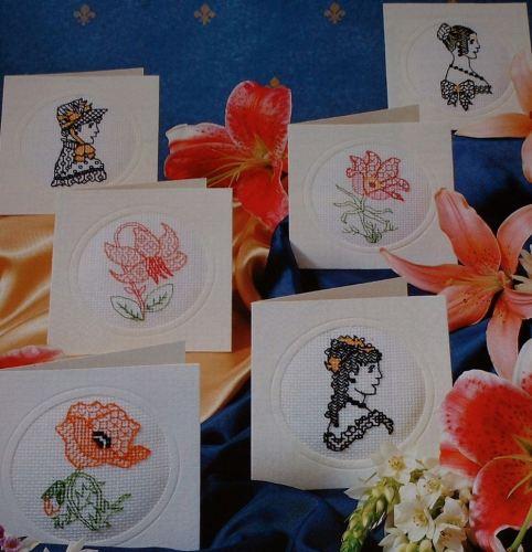 Blackwork People & Flower Cards ~ Blackwork Embroidery Patterns
