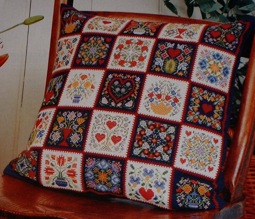 Folk Style Cushion & Dolls House Cushions ~ Cross Stitch & Petit Point Char