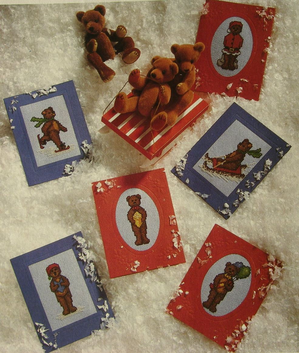 Christmas Teddy Bear Cards ~ Six Cross Stitch Charts
