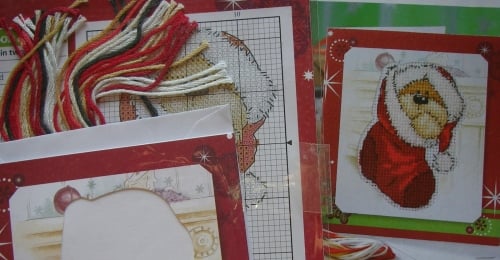 Fizzy Moon - In A Stocking Christmas Card ~ Mini Cross Stitch Kit