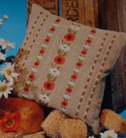 Poppy Cushion ~ Cross Stitch & Pulled Work Chart