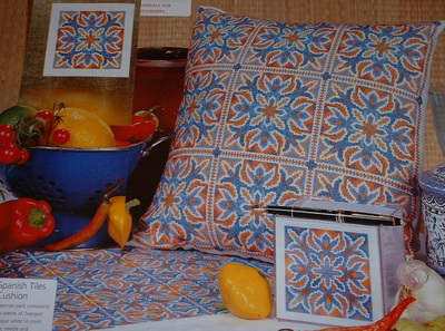 Spanish Tiles ~ Cushion, Tablecloth, Card: 4 Cross Stitch Charts