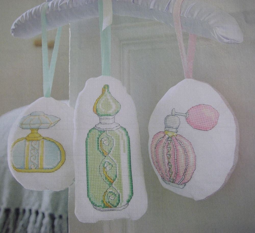 Scented Perfume Bottle Sachets ~ Five Cross Stitch Charts