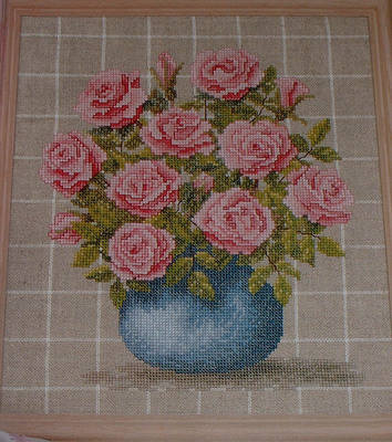 Vase of Pink Roses ~ Cross Stitch Chart