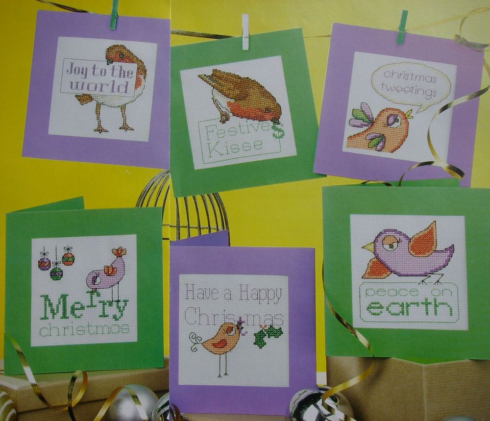 Birdie Christmas Greetings ~ Six Cross Stitch Charts