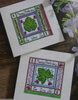 September & October Vine & Ivy Birthday Cards ~ Cross Stitch Charts