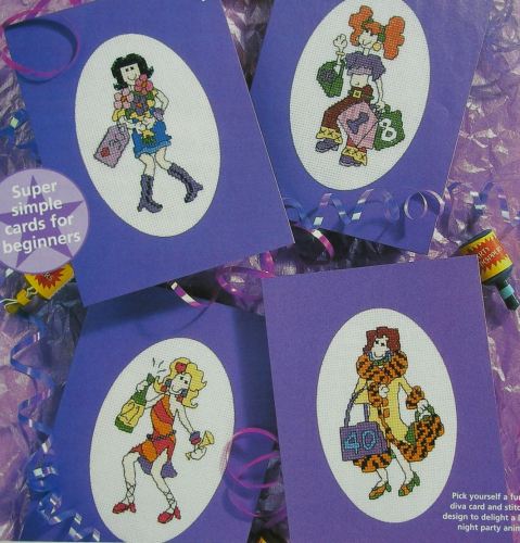 Aged Birthday Cards for the Girls ~ Four Cross Stitch Charts