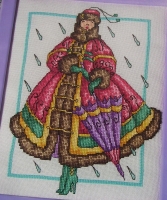 Autumn Fashion Lady in the Rain ~ Cross Stitch Chart
