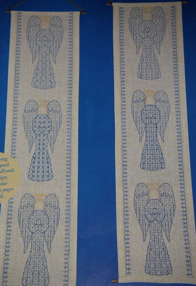 Christmas Angels Bellpull ~ Reversible Blackwork Embroidery Pattern