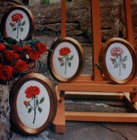 Red Rose in 4 Embroidery Techniques ~ Cross Stitch Blackwork Beadwork Embroidery Patterns