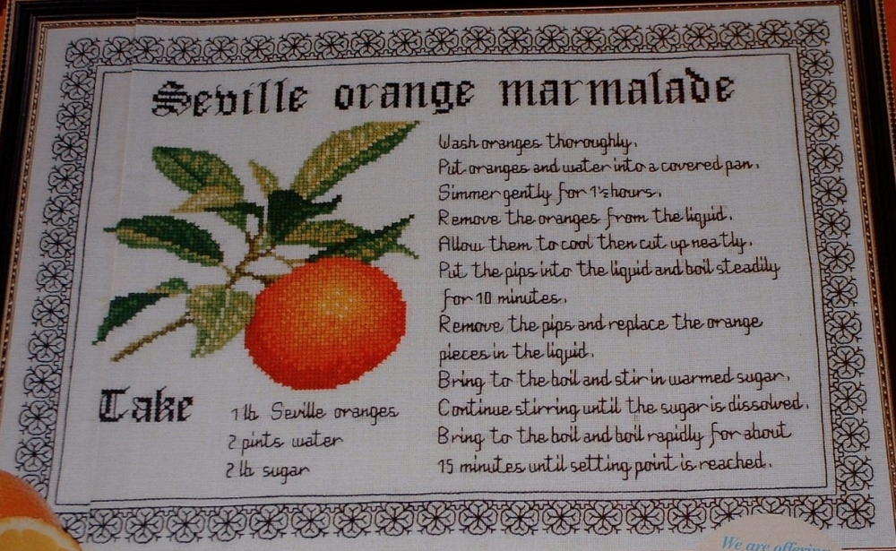 Seville Orange Marmalade Recipe ~ Cross Stitch Chart & Blackwork Pattern