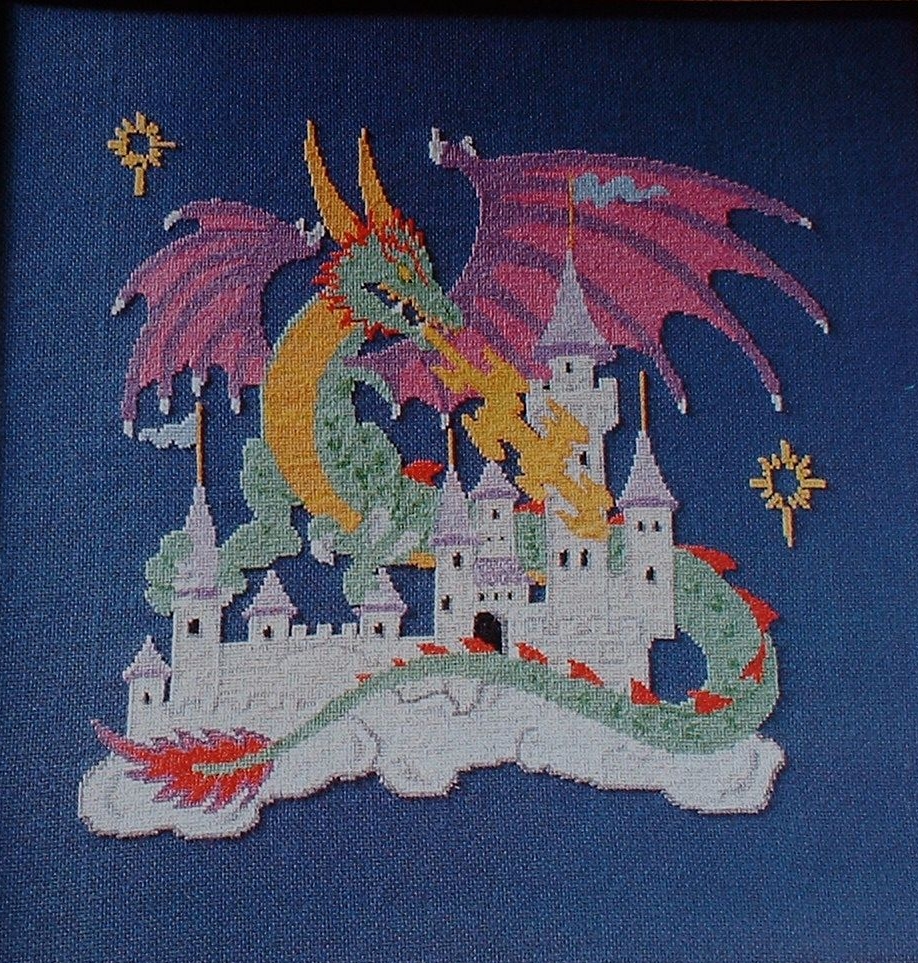 Mythical Dragon & Castle ~ Cross Stitch Chart
