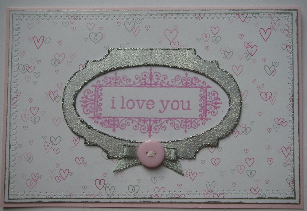 *i love you* OOAK Handmade Pink Hearts Valentine Card