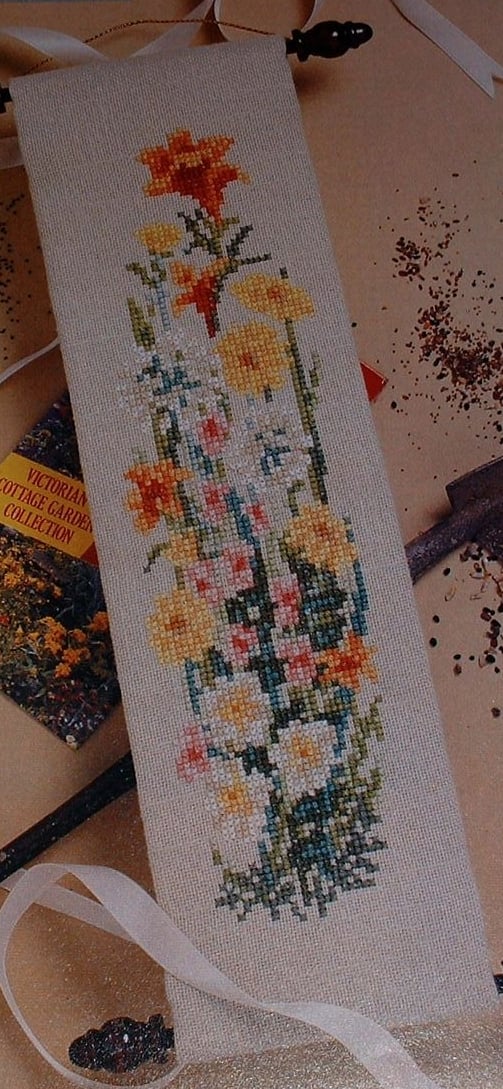 Cottage Garden Flowers Mini Bell Pull ~ Cross Stitch Chart
