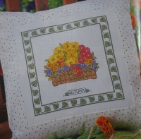 Mixed Autumn Flowers Cushion ~ Cross Stitch Chart