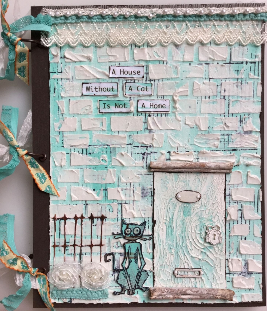 * a house without a cat* Handmade Mixed Media Photo Memory Album