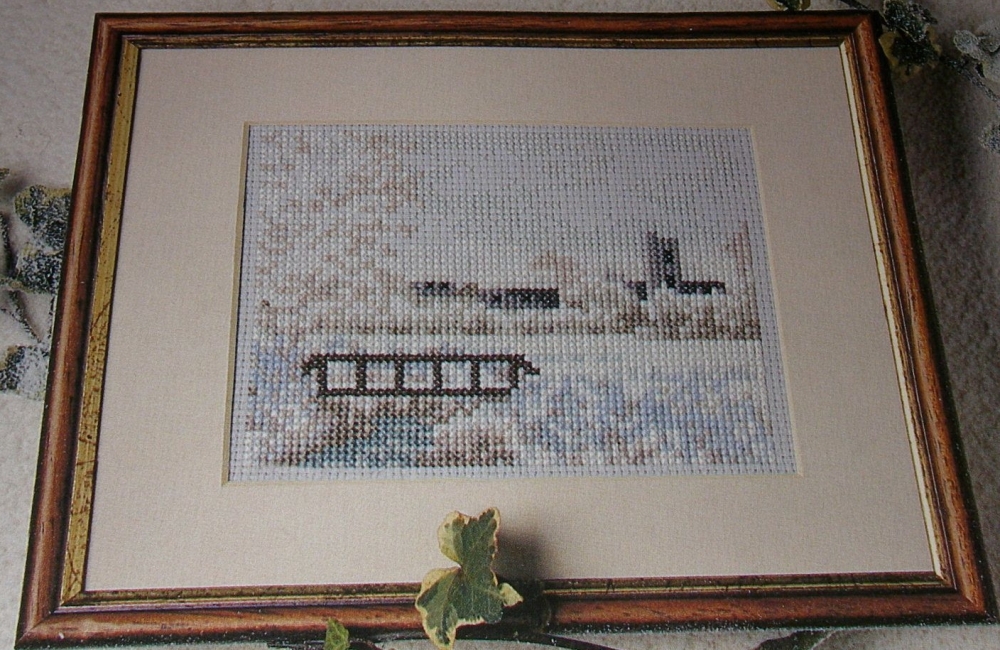 Winter Village Landscape Snow Scene ~ Cross Stitch Chart