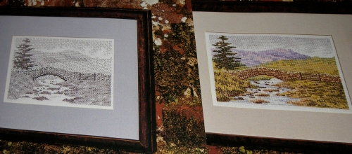 Stone Bridge over a River ~ Cross Stitch Chart & Blackwork Pattern
