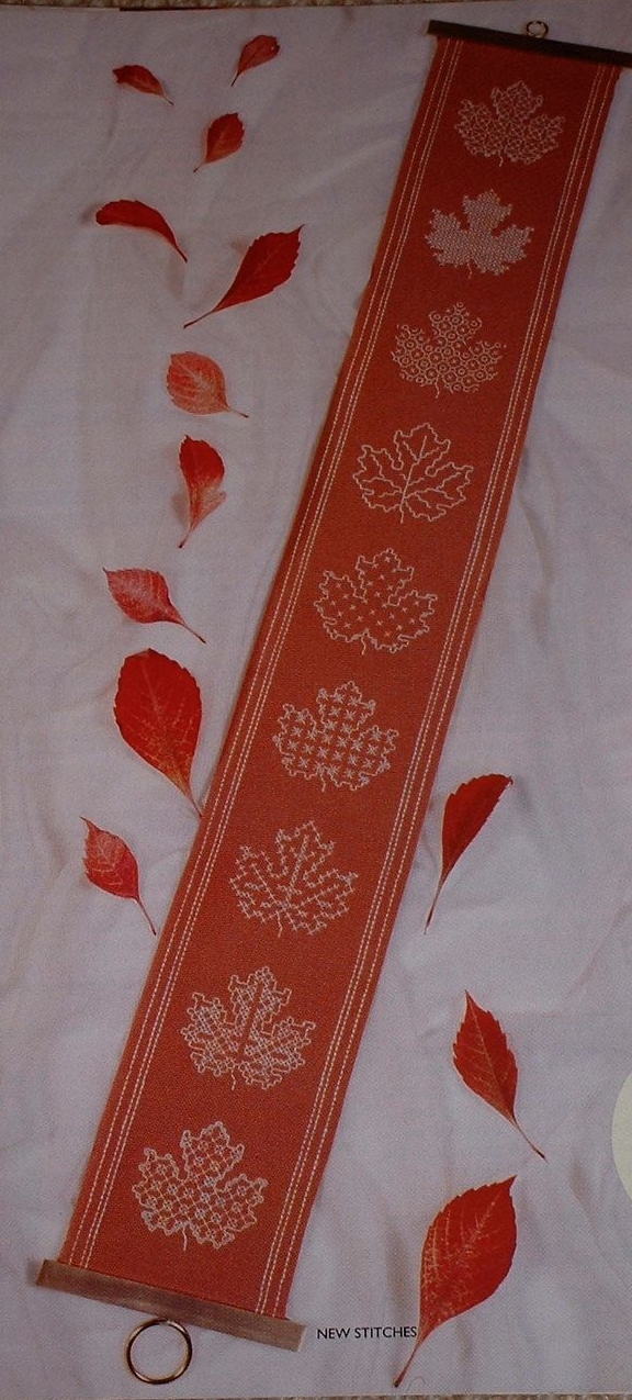 Blackwork Leaf Bellpull Blackwork Embroidery Pattern